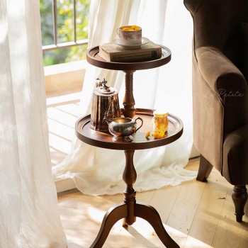 طاوله جانبيه بطراز خشبي كلاسيكي مزدوجه الارفف9177
