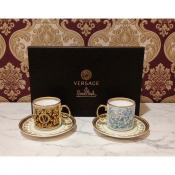 طقم كوب وصحن اسبرسو سراميك من فيرساتشي عدد4 قطع 9030