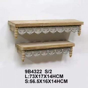 طقم رف جداري خشبي مزخرف مكون من قطعتين طقم رف جداري خشبي مزخرف مكون من قطعتين