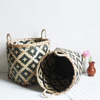سلة خيزران مصنوع يدويا طقم قطعتين بحجمين -L0859 سلة خيزران مصنوع يدويا طقم قطعتين بحجمين -L0859