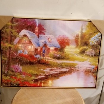 لوحه جداري باطار خشبي ذهبي -k28