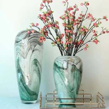 فازه انيقه رخاميه مدمجه باللون الفيروزي  متوفر الحجمين L2909