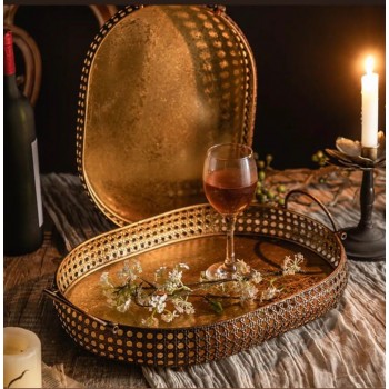 صينيه معدنيه فاخره لتقديم متوفره بحجمين L2572 صينيه معدنيه فاخره لتقديم متوفره بحجمين L2572