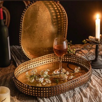 صينيه معدنيه فاخره لتقديم متوفره بحجمين L2572 صينيه معدنيه فاخره لتقديم متوفره بحجمين L2572