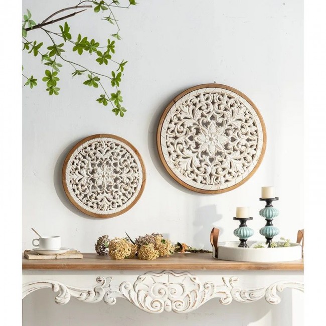 ديكور جداري منزلي خشبي منحوت يدويا متوفر حجم كبير-L3203