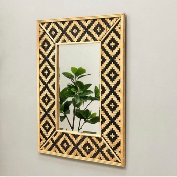 مرايا جداري باطار ذهبي بشكل مستطيل 