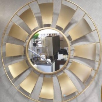 مرايا جداري  دائري باطار معدني ذهبي 