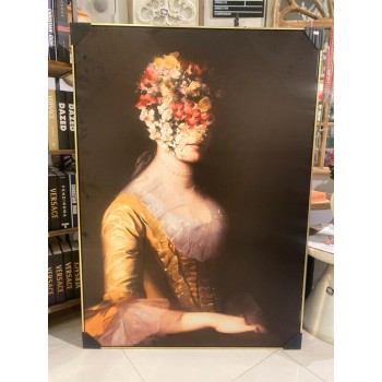 لوحه جداريه  فاكتوري باطار ذهبي خشبي -k44