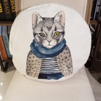 غطاء مخده دائري برسمة القط 