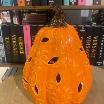 تحفة يقطين مزخرفه بالون البرتقالي من السراميك 