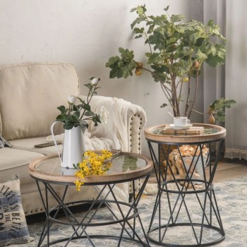 طاولة قهوه اسكندنافية عصرية مكون من قطعتين بحجمين طاولة قهوه اسكندنافية عصرية مكون من قطعتين بحجمين