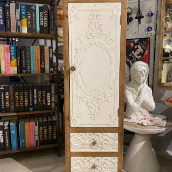 كونسول خشبي  ابيض بنقوش جميله -7236