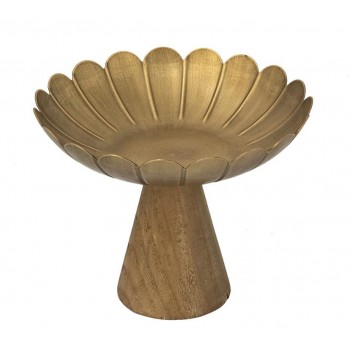صحن تقديم من المعدن بتصميم زهرة اللوتس بقاعده خشبيه متوفر الحجمين 8189 صحن تقديم من المعدن بتصميم زهرة اللوتس بقاعده خشبيه متوفر الحجمين 8189