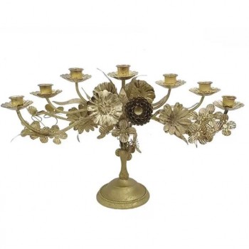  شمعدان مشغوله يدوية من المعدن المذهب  فتيل ستايل 8168