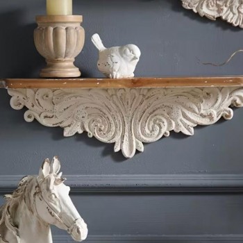 رف جداري بسطح خشب بتفاصيل اوربي شابي شيك 8704