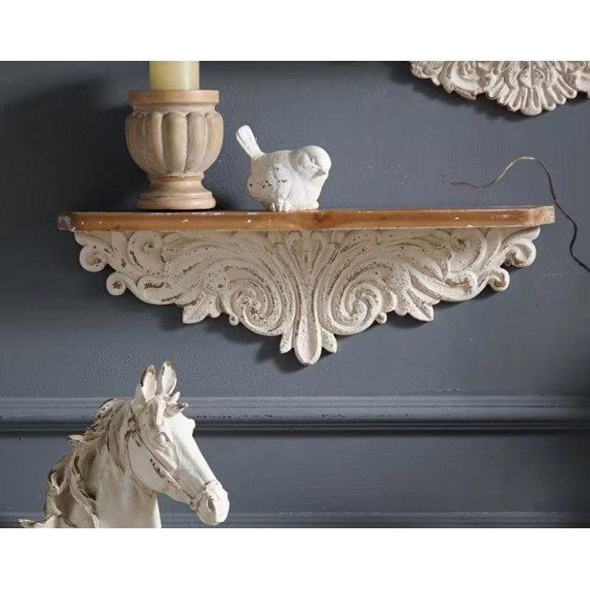 رف جداري بسطح خشب بتفاصيل اوربي شابي شيك 8704