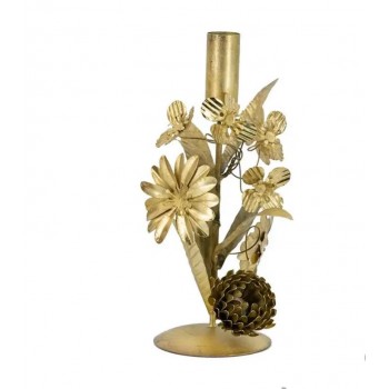 شمعدان معدن مذهب مشغول يدويا بزخارف نباتيه وزهور 8165 شمعدان معدن مذهب مشغول يدويا بزخارف نباتيه وزهور 8165