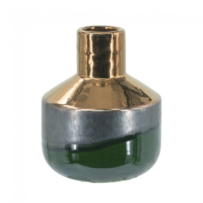 فازه ديكورية من السيراميك بلون برونزي وأخضر 8318