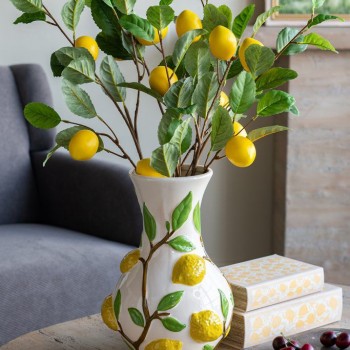 فازه سيراميك بيضاء بنمط ليمون بارز ثلاثي الأبعاد مثالي لديكور المنزل 8173