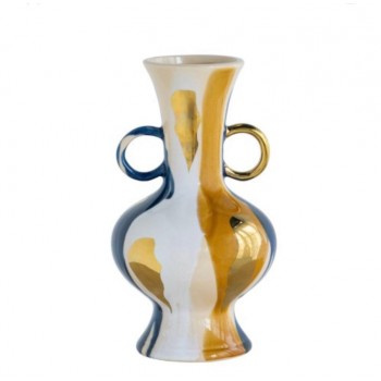 فازه سيراميك فنية ملونة بمقبضين بتصميم عصري 8281