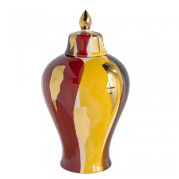 فازه سيراميك مخطط متعدد الألوان مع غطاء 8285