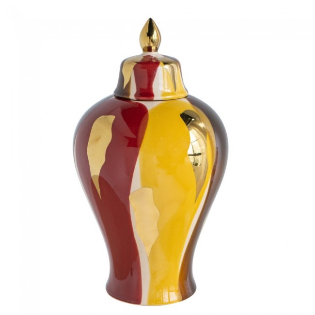 فازه سيراميك مخطط متعدد الألوان مع غطاء 8285