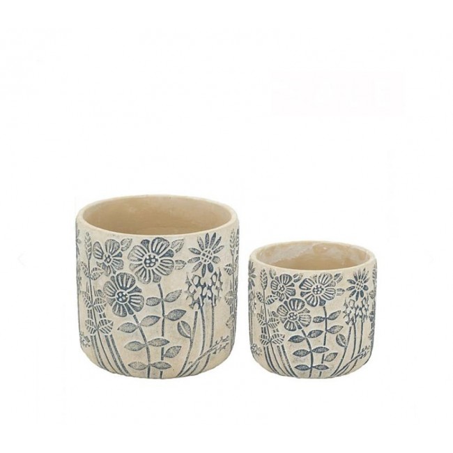 طقم مركن زراعه بزخارف زهور نباتيه بتصميم ريفي بحجمين العدد 2 قطعه 8315