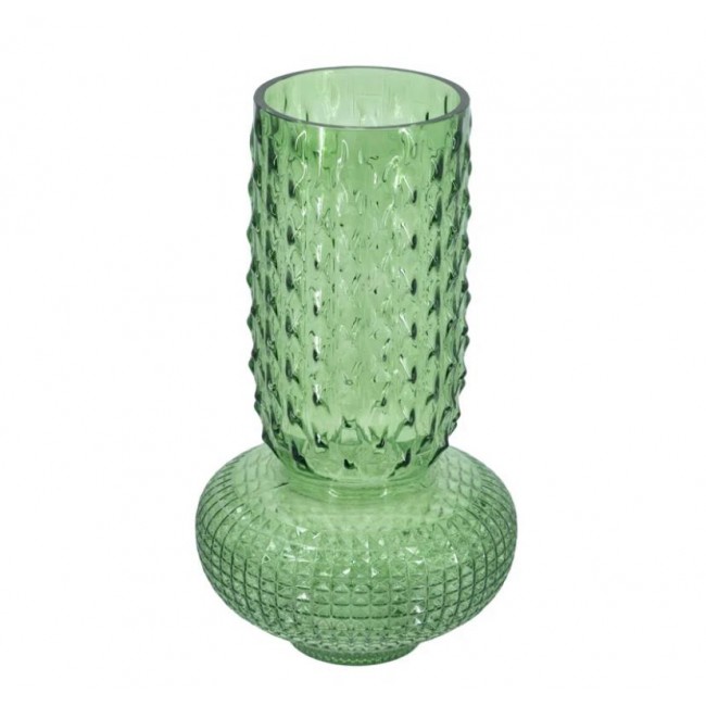 فازه زجاجيه شفافه زرقاء وخضراء مستديرة بنقشة الحصى بحجمين 8307