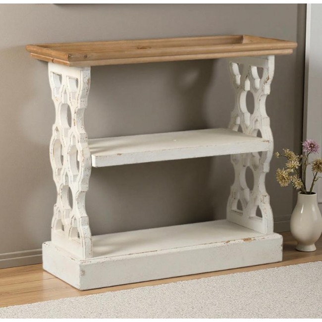 كونسول جداري ريفية خشبية بـ 3 أرفف شابي شيك فينتج 8235