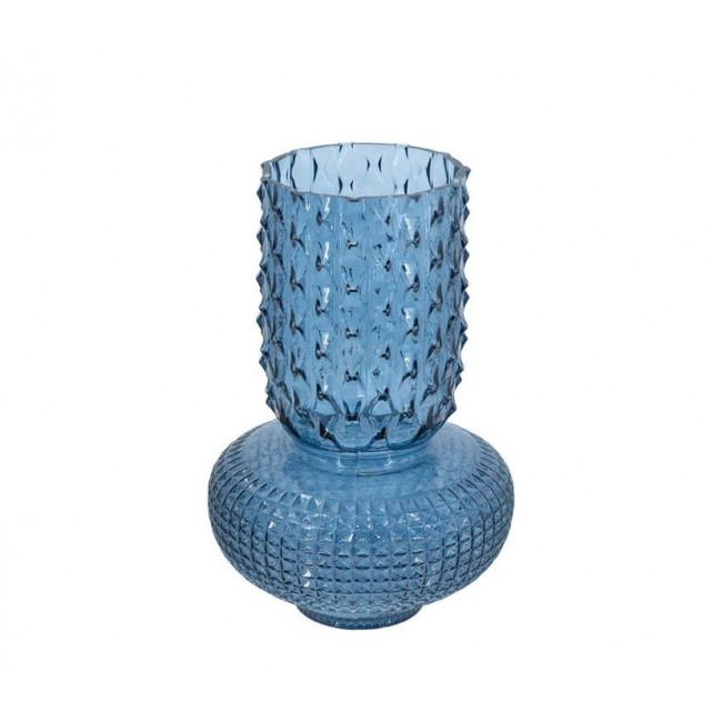 فازه زجاجيه شفافه زرقاء وخضراء مستديرة بنقشة الحصى بحجمين 8307