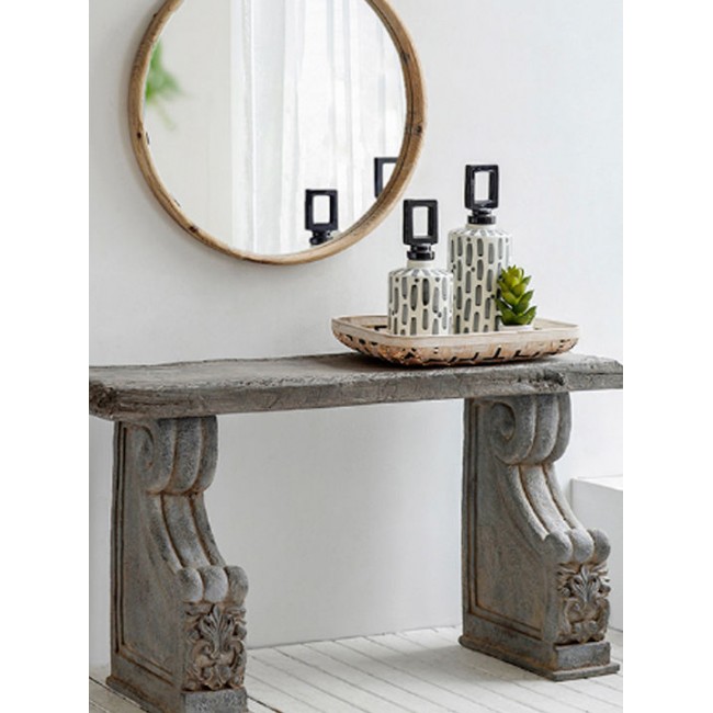 كونسول جداري بتصميم يوناني باللون الرمادي المنحوتة 8416