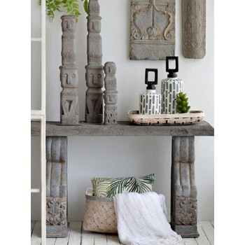 كونسول جداري بتصميم يوناني باللون الرمادي المنحوتة 8416
