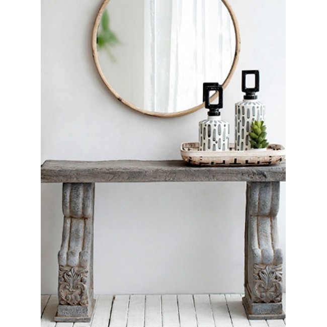 كونسول جداري بتصميم يوناني باللون الرمادي المنحوتة 8416