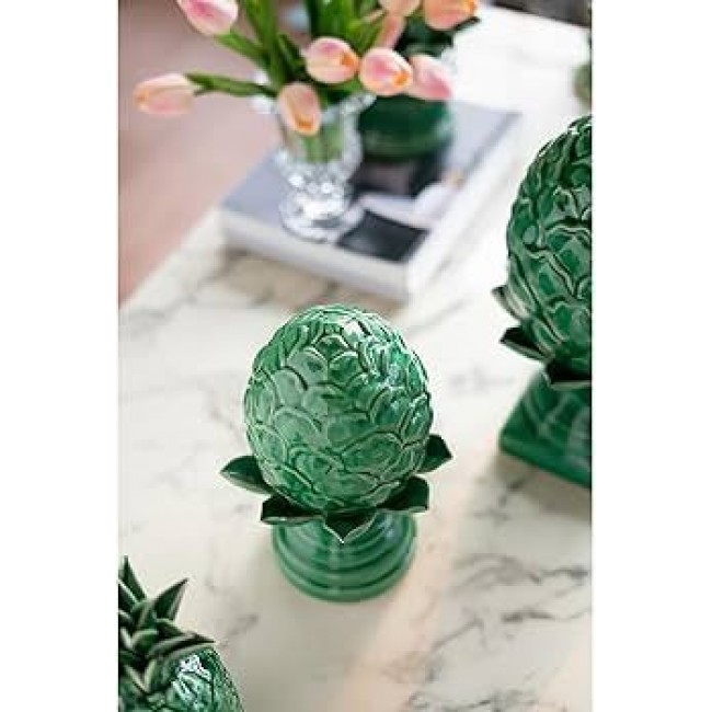 تحفه سيراميك خرشوف مزهر عتيق باللون الأخضر متوفر الحجمين 8230