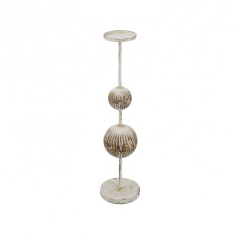 شمعدان طويل معدن باللون الأبيض العتيق بتصميم اوربي 8277