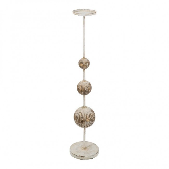 شمعدان معدن بتصميم ريفي باللون الأبيض العتيق مثالي لديكور المنزل 8276