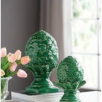 تحفه سيراميك خرشوف مزهر عتيق باللون الأخضر متوفر الحجمين 8230