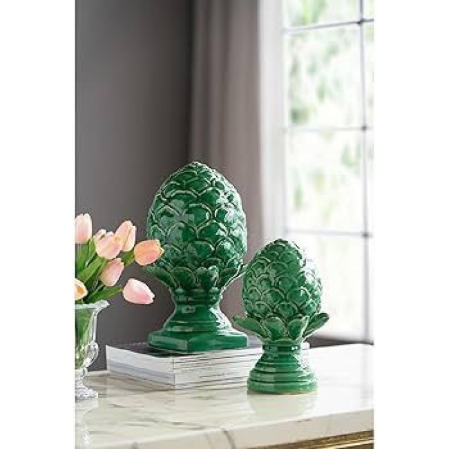 تحفه سيراميك خرشوف مزهر عتيق باللون الأخضر متوفر الحجمين 8230