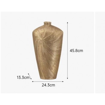 فازه معدنية بلون ذهبي بتصميم مزخرف 8353 فازه معدنية بلون ذهبي بتصميم مزخرف 8353