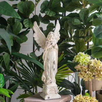 تحفة انجل الحديقة بلون أبيض عتيق بتصميم كلاسيكي  8369
