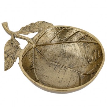 صحن ديكور معدن ذهبي على شكل ورقة شجرة8341