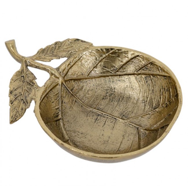 صحن ديكور معدن ذهبي على شكل ورقة شجرة8341