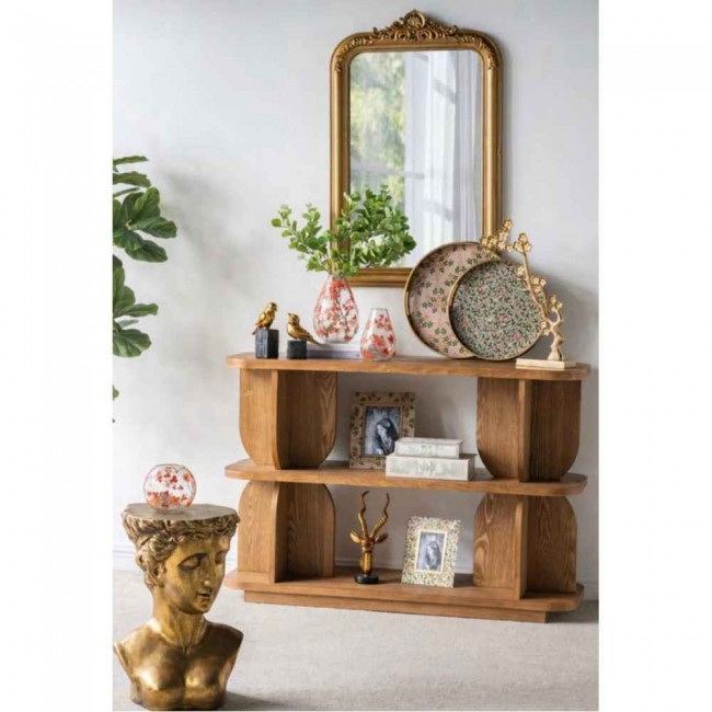 كونسول جداري مصنوع من الخشب الطبيعي بتفاصيل دافئه كلاسيكيه 8362