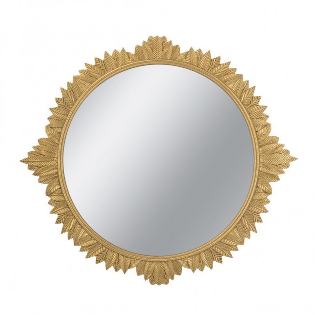مرايا جداري بيضاوية بإطار أوراق شجر ذهبي بتصميم عصري 8218