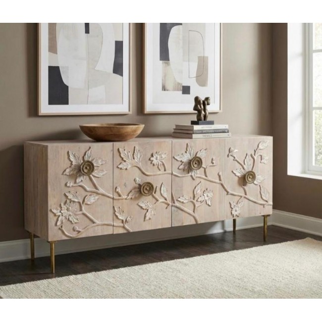 كونسول جداري مصنوع من خشب مانجو الطبيعي بملمسه الدافئ وتعرجاته المميزه 8347