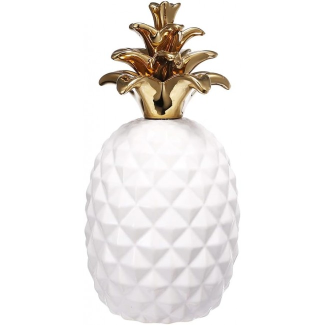 تحفه مصنوعه من السراميك شكل الاناناس باللون الابيض والذهبي 8226 تحفه مصنوعه من السراميك شكل الاناناس باللون الابيض والذهبي 8226