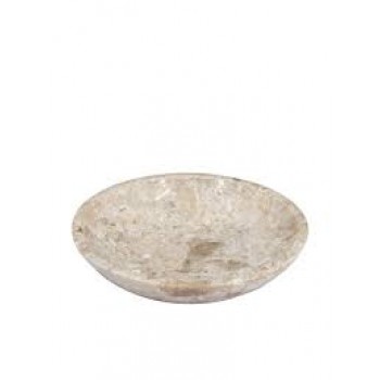 صحن ديكور بيج اللون مصنوع يدوياً من الحجر الطبيعي8274