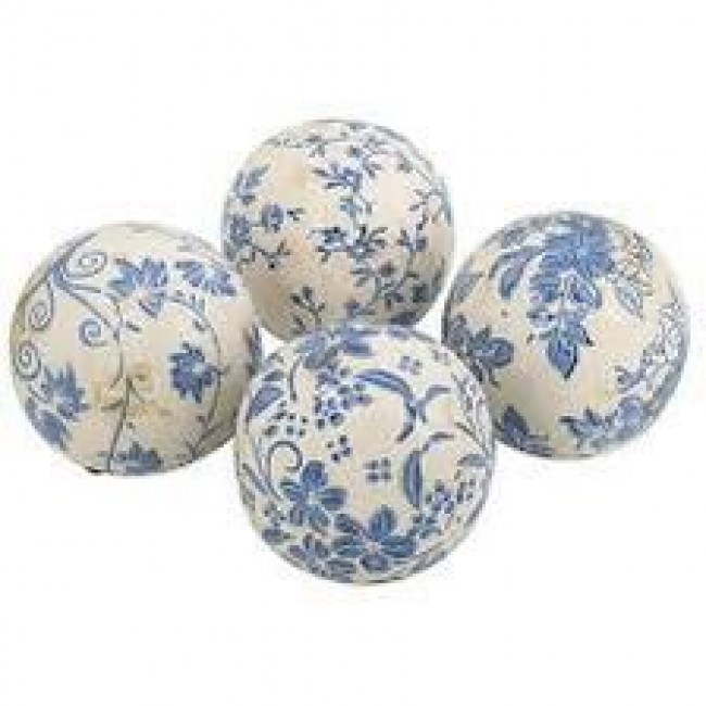 كرات زينة مصنوعه من سراميك مزخرفة باللونين الأزرق والأبيض8249