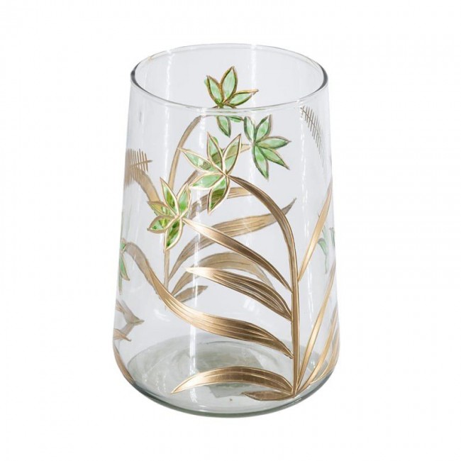 فازه زجاجية أنيقة بنمط أوراق الشجر الفاخرة8168