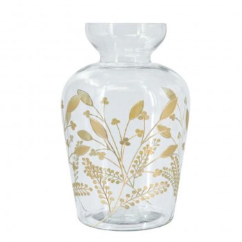 فازه زجاجية بزخارف نباتية ذهبية بتصميم اوربي 8262 فازه زجاجية بزخارف نباتية ذهبية بتصميم اوربي 8262